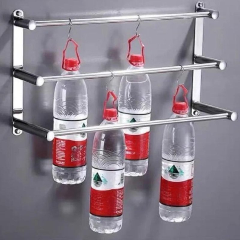Chrome Bathroom Towel Rack with Hooks – Wall Mounted Space-Saving Storage for Towels