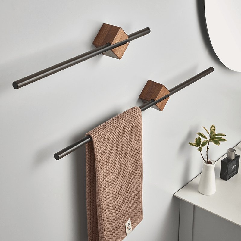 Wooden Bathroom Towel Rack – Rustic Wall Mounted Bar for Towels, Robes & Accessories